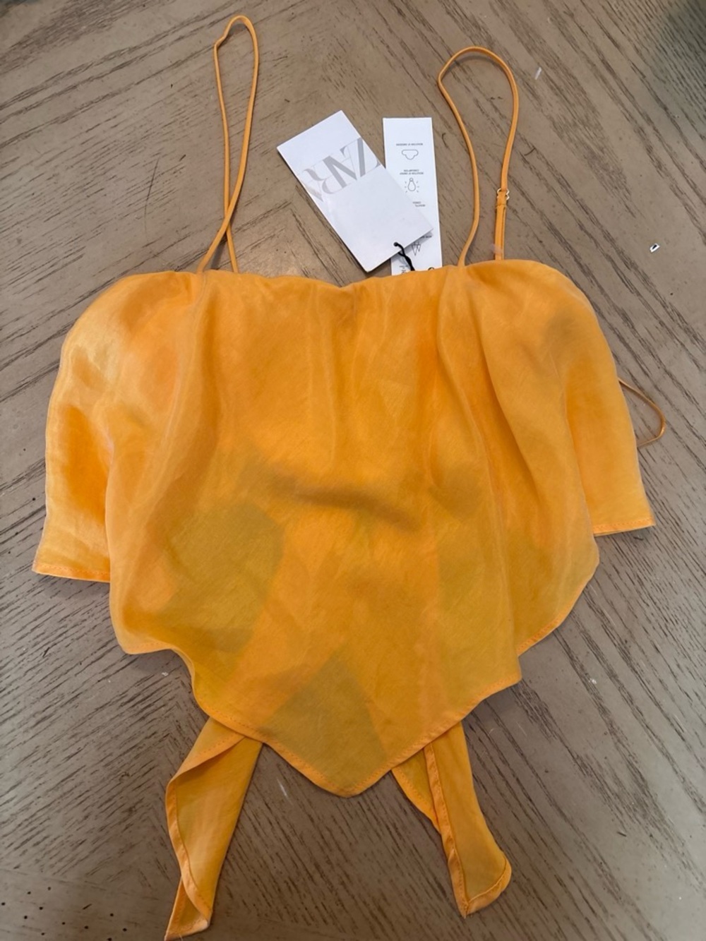 Zara Bright Orange Handkerchief-Hem Spaghetti Strap Camisole